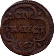 Netherlands Duit 1667 KM# 44 Utrecht City Standard Coinage CIV. TRAIECT 1670 coin reverse Netherlands Duit 1667 KM# 44 Utrecht City Standard Coinage CIV. TRAIECT 1670 coin reverse