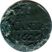 Netherlands Duit 1626 KM# 30b Holland Province Standard Coinage HOL LANDIA 1626 coin reverse Netherlands Duit 1626 KM# 30b Holland Province Standard Coinage HOL LANDIA 1626 coin reverse