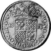 Netherlands Florijn Groningen and Ommeland Province 1692 KM# 52 MO NO ARG ORD GRON ET OML 1692 coin obverse Netherlands Florijn Groningen and Ommeland Province 1692 KM# 52 MO NO ARG ORD GRON ET OML 1692 coin obverse