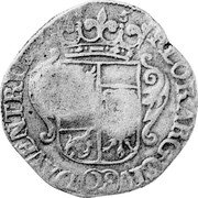 Netherlands Florijn ND KM# 5.8 Lingen City Countermarked Coinage FIORARG CIV DAVENTRIAE coin obverse Netherlands Florijn ND KM# 5.8 Lingen City Countermarked Coinage FIORARG CIV DAVENTRIAE coin obverse