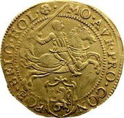 Netherlands Gold Rider Holland Province 1608 KM# 19 MO AVR PRO CON - FOE BELG HOL coin obverse Netherlands Gold Rider Holland Province 1608 KM# 19 MO AVR PRO CON - FOE BELG HOL coin obverse