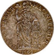 Netherlands Gulden Standing Figure Holland Province 1763 KM# 73 HAC NIMIVR HANC TVEMVR 1748 coin reverse Netherlands Gulden Standing Figure Holland Province 1763 KM# 73 HAC NIMIVR HANC TVEMVR 1748 coin reverse