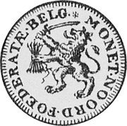 Netherlands Leeuwenschelling 1674 KM# 77 West Friesland Provincial Coinage MONET NO ORD FOEDERATEA BELG coin obverse Netherlands Leeuwenschelling 1674 KM# 77 West Friesland Provincial Coinage MONET NO ORD FOEDERATEA BELG coin obverse