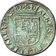 Netherlands Liard Albert and Elizabeth 1602 KM# 24.1 ALBERTVS ET ELISABET D G coin obverse
