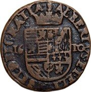 Netherlands Liard Albert and Elizabeth 1610 KM# 33.1 ALBERTVS ET ELISABET DEI GRATIA 16 10 coin obverse Netherlands Liard Albert and Elizabeth 1610 KM# 33.1 ALBERTVS ET ELISABET DEI GRATIA 16 10 coin obverse
