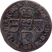 Netherlands Liard Charles II 1691 KM# 93.2 CAROL II DG HISP ET INDIAR REX coin obverse Netherlands Liard Charles II 1691 KM# 93.2 CAROL II DG HISP ET INDIAR REX coin obverse