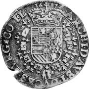 Netherlands Patagon Albert and Elizabeth 1617 KM# 22 ARCHID AVST DVCXS BVRG CO FL 1617 coin reverse Netherlands Patagon Albert and Elizabeth 1617 KM# 22 ARCHID AVST DVCXS BVRG CO FL 1617 coin reverse