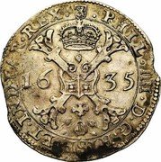 Netherlands Patagon Philip IV 1635 KM# A42 PHIL IIII D G HISP ET INDIAR REX 16 35 coin obverse Netherlands Patagon Philip IV 1635 KM# A42 PHIL IIII D G HISP ET INDIAR REX 16 35 coin obverse
