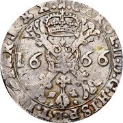 Netherlands Patagon Charles II 1666 KM# 70 CAROL II D G HISP ET INDIAR REX 16 66 coin obverse Netherlands Patagon Charles II 1666 KM# 70 CAROL II D G HISP ET INDIAR REX 16 66 coin obverse