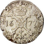 Netherlands Patagon Charles II 1677 KM# 81.1 CAROL II D G HISP ET INDIAR REX 16 77 coin obverse Netherlands Patagon Charles II 1677 KM# 81.1 CAROL II D G HISP ET INDIAR REX 16 77 coin obverse