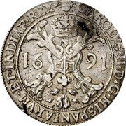 Netherlands Patagon Charles II 1691 KM# 115 CAROLVS II D G HISPANIARVM ET INDIAR REX 16 91 coin obverse Netherlands Patagon Charles II 1691 KM# 115 CAROLVS II D G HISPANIARVM ET INDIAR REX 16 91 coin obverse