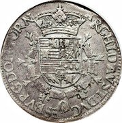 Netherlands Patagon (48 Sols) (Albert & Isabella) KM# 31 ARCHID AVST DUCES BVRG DOM TORN coin reverse Netherlands Patagon (48 Sols) (Albert & Isabella) KM# 31 ARCHID AVST DUCES BVRG DOM TORN coin reverse