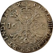 Netherlands Patagon Philip IV 1630 KM# 53.3 PHIL IIII D G HISP ET INDIAR REX 16 32 coin obverse Netherlands Patagon Philip IV 1630 KM# 53.3 PHIL IIII D G HISP ET INDIAR REX 16 32 coin obverse