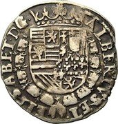 Netherlands Real Albert and Elizabeth ND KM# 25.1 ALBERTVS ET ELISABET DG coin obverse Netherlands Real Albert and Elizabeth ND KM# 25.1 ALBERTVS ET ELISABET DG coin obverse