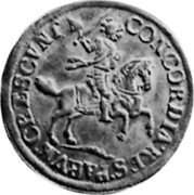 Netherlands 6 Stuivers (Rijderschelling) Knight on Horseback Overijssel 1688 Dog KM# 78 CONCORDIA RES PARVAE CRESCUNT coin reverse Netherlands 6 Stuivers (Rijderschelling) Knight on Horseback Overijssel 1688 Dog KM# 78 CONCORDIA RES PARVAE CRESCUNT coin reverse
