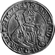 Netherlands Rijksdaalder Ferdinand II 1650 Flower KM# 55 FERDINAND III D G RO IMP SEM AVCI coin obverse