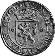 Netherlands Rijksdaalder Ferdinand II 1650 Flower KM# 55 MONETA ARG CIVITATIS ZWOL 16 50 coin reverse