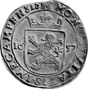 Netherlands Rijksdaalder 1657 KM# 52 Overijssel - Kampen City Standard Coinage MO NO NIVITATIS IMP CAMPENSIS 1657 coin reverse Netherlands Rijksdaalder 1657 KM# 52 Overijssel - Kampen City Standard Coinage MO NO NIVITATIS IMP CAMPENSIS 1657 coin reverse