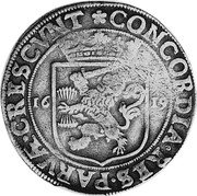 Netherlands Rijksdaalder KM# 13 Overijssel Province Standard Coinage CONCORDIA RES PARVAE CRESCVNT 1619 coin reverse Netherlands Rijksdaalder KM# 13 Overijssel Province Standard Coinage CONCORDIA RES PARVAE CRESCVNT 1619 coin reverse