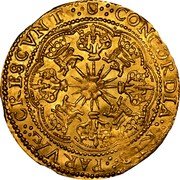 Netherlands Rose Noble ND KM# 6 Utrecht Province CONCORDIA RES PARVAE CRESCVNT coin reverse Netherlands Rose Noble ND KM# 6 Utrecht Province CONCORDIA RES PARVAE CRESCVNT coin reverse