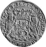 Netherlands Silver Rider 1661 Lily KM# 54 Overijssel - Kampen City Standard Coinage CONCORDIA RES PARVAE CRESCVNT 1661 coin reverse Netherlands Silver Rider 1661 Lily KM# 54 Overijssel - Kampen City Standard Coinage CONCORDIA RES PARVAE CRESCVNT 1661 coin reverse