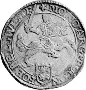 Netherlands Silver Rider 1670 Cinquefoil KM# 46.1 West Friesland Province Standard Coinage MO NO ARG PRO CON - FOE BELG WESTF coin obverse Netherlands Silver Rider 1670 Cinquefoil KM# 46.1 West Friesland Province Standard Coinage MO NO ARG PRO CON - FOE BELG WESTF coin obverse