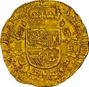 Netherlands Souverain D'or (Philip IV) KM# 32 ARCHID AVST DVX BVRG CO FLAN Z coin reverse Netherlands Souverain D'or (Philip IV) KM# 32 ARCHID AVST DVX BVRG CO FLAN Z coin reverse