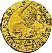 Netherlands Souverain ou Lion D'or (Philip IV) KM# 77.1 PHIL IIII D G HISP ET INDIAR REX 1649 coin obverse Netherlands Souverain ou Lion D'or (Philip IV) KM# 77.1 PHIL IIII D G HISP ET INDIAR REX 1649 coin obverse