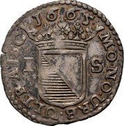 Netherlands Stuiver City Utrecht 1665 KM# 50 MO NO ORB ULTRAJEC 1665 I S coin obverse Netherlands Stuiver City Utrecht 1665 KM# 50 MO NO ORB ULTRAJEC 1665 I S coin obverse