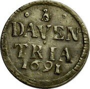 Netherlands Stuiver Wapenstuiver 1691 KM# 90 DAVEN TRIA 1691 coin reverse