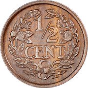 Netherlands 1/2 Cent Wilhelmina I 1934 KM# 138 1/2 CENT coin reverse Netherlands 1/2 Cent Wilhelmina I 1934 KM# 138 1/2 CENT coin reverse