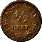 Netherlands 1/2 Cent Willem III 1886 Broadaxe KM# 109.1 1/2 CENT coin reverse Netherlands 1/2 Cent Willem III 1886 Broadaxe KM# 109.1 1/2 CENT coin reverse