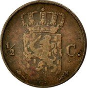 Netherlands 1/2 Cent William I 1832 KM# 51 ½ C. coin reverse Netherlands 1/2 Cent William I 1832 KM# 51 ½ C. coin reverse