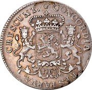 Netherlands 1/2 Ducaton (1/2 Silver Rider) Armored Knight on Horse 1767 KM# 105 CONCORDIA RES PARVAE CRESCUNT 1767 coin reverse Netherlands 1/2 Ducaton (1/2 Silver Rider) Armored Knight on Horse 1767 KM# 105 CONCORDIA RES PARVAE CRESCUNT 1767 coin reverse