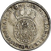 Netherlands 1/2 ECU Maximilian Emmanuel of Bavaria 1713 KM# 31 COM P R S R I AR & ELE L L COM F H & N MAR S R I D M coin reverse Netherlands 1/2 ECU Maximilian Emmanuel of Bavaria 1713 KM# 31 COM P R S R I AR & ELE L L COM F H & N MAR S R I D M coin reverse