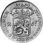 Netherlands 10 Stuivers (1/2 Gulden) Standing Figure Gelderland 1764 KM# 94 MOARGORD FOE BELG D GEL & C Z 17 64 X ST coin obverse Netherlands 10 Stuivers (1/2 Gulden) Standing Figure Gelderland 1764 KM# 94 MOARGORD FOE BELG D GEL & C Z 17 64 X ST coin obverse
