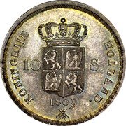 Netherlands 10 Stuivers (1/2 Gulden) Louis Napoleon 1809 KM# 30 KONINGRIJK HOLLAND 10 S. 1809 coin reverse Netherlands 10 Stuivers (1/2 Gulden) Louis Napoleon 1809 KM# 30 KONINGRIJK HOLLAND 10 S. 1809 coin reverse