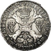 Netherlands 1/2 Patagon Philip V 1705 KM# 105 PHILLIPUS V D G HISPANIARUM ET INDIARUM REX coin obverse Netherlands 1/2 Patagon Philip V 1705 KM# 105 PHILLIPUS V D G HISPANIARUM ET INDIARUM REX coin obverse