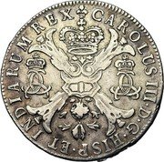 Netherlands 1/2 Patagon Pretender Archduke Carlos III 1709 KM# 107 CAROLUS III D G HISP ET INDIARUM REX coin obverse Netherlands 1/2 Patagon Pretender Archduke Carlos III 1709 KM# 107 CAROLUS III D G HISP ET INDIARUM REX coin obverse