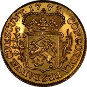 Netherlands 1/8 Ducat 1773 KM# 98a Zeelandia Province Standard Coinage CONCORDIA RES PARVAE CRESCUNT coin reverse Netherlands 1/8 Ducat 1773 KM# 98a Zeelandia Province Standard Coinage CONCORDIA RES PARVAE CRESCUNT coin reverse
