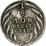 Netherlands 1/8 Thaler 1719 HFH KM# 202 Prussian Gelderland Standard Coinage 1/ 8 MON DVCAT GELD coin reverse
