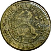Netherlands 1 cent Lion with Sword 1943 KONINGRIJK DER NEDERLANDEN 1943 coin obverse Netherlands 1 cent Lion with Sword 1943 KONINGRIJK DER NEDERLANDEN 1943 coin obverse