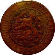 Netherlands 1 cent Suriname and Curacao 1942 KONINGRIJK DER NEDERLANDEN 1942 coin obverse Netherlands 1 cent Suriname and Curacao 1942 KONINGRIJK DER NEDERLANDEN 1942 coin obverse