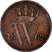 Netherlands 1 Cent William III 1862 Sword KM# 100 18 W 65 coin obverse Netherlands 1 Cent William III 1862 Sword KM# 100 18 W 65 coin obverse