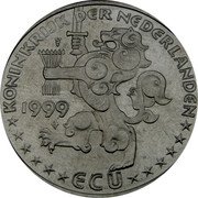 Netherlands ECU 100th Anniversary KNLTB 1999 X# 236 KONINKRIJK DER NEDERLANDEN 1999 ECU coin obverse Netherlands ECU 100th Anniversary KNLTB 1999 X# 236 KONINKRIJK DER NEDERLANDEN 1999 ECU coin obverse