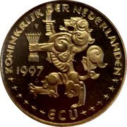 Netherlands ECU 50th Anniversary Marshall 1997 In Sets only X# 221 1997 BEATRIX KONINGIN DER NEDERLANDEN ECU coin obverse