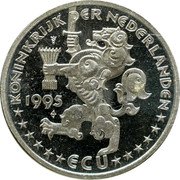 Netherlands ECU Jan Tinbergen 1995 In Sets only X# 209 1995 ECU KONINKRIJK DER NEDERLANDEN coin obverse