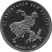 Netherlands ECU Kuifje 1999 Proof X# 237a DE AVONTUREN VAN KUIFJE © HERGE/ ML 1999 coin reverse Netherlands ECU Kuifje 1999 Proof X# 237a DE AVONTUREN VAN KUIFJE © HERGE/ ML 1999 coin reverse