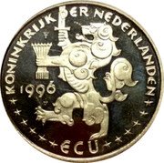 Netherlands ECU Vacation 1996 In Sets only X# 214 1996 ECU KONINKRIJK DER NEDERLANDEN coin obverse Netherlands ECU Vacation 1996 In Sets only X# 214 1996 ECU KONINKRIJK DER NEDERLANDEN coin obverse