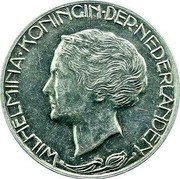 Netherlands 1 Gulden Wihelmina 1928 KM# Pn122 WILHELMINA KONINGIN DER NEDERLANDEN coin obverse